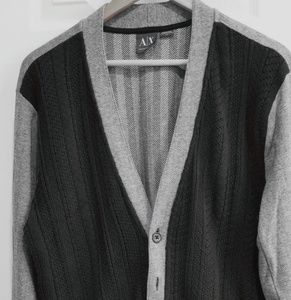 ARMANI EXCHANGE WOOL CARDIGAN (BLACK-GRAY)